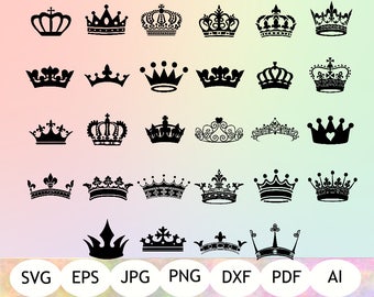 28 Crowns SVG, Tiara SVG, Crown SVG, Crown Silhouette, Crown Printable, Digital Download