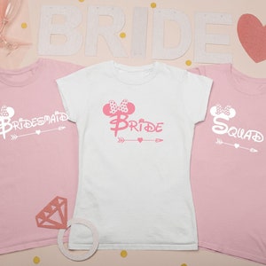 Disney Bride Bridesmaid Squad Hen Do T-Shirts, Disney Bride to be Shirt, Disney Team Bride Shirt, Bride Bridesmaid Disney Bachelorette Shirt