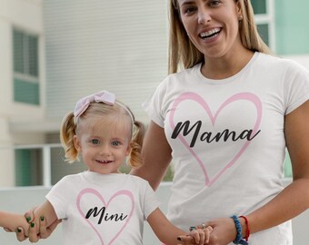 Mama and Mini Matching Shirts Mother's Day Gift, Mummy and Daughter Matching Outfit, Mothers Day Shirt, Mama Heart Shirt, Mommy And Me Top
