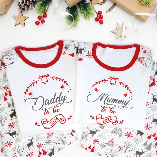 Mummy and Daddy To Be Matching Christmas Pyjamas, New mum Christmas PJs, First Christmas as daddy pjs, Mummy to be Pyjamas, Daddy To Be Gift