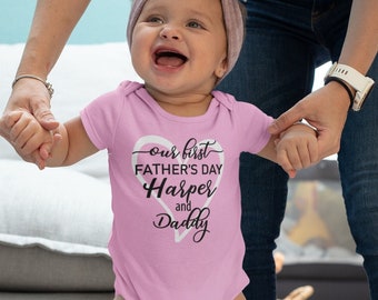 Our First Father's Day Baby Grow Vest, Fathers Day Gift, Happy Fathers Day Baby Outfit, 1st Fathers Day Gift From Baby Boy Baby Girl Romper