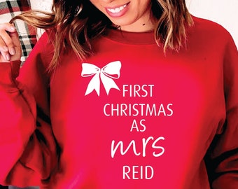First Christmas as MRS Jumper, Personalised Christmas Gift for Bride, 1st Christmas as Wife Luxury Cosy Sweatshirt, Christmas Gift for Wife