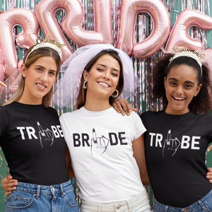 Personalised Bride Tribe Ring Finger T-shirts, Hen Party Shirts, Bridesmaid Proposal Gift, Bachelorette Party shirts, Gift For Bride to Be