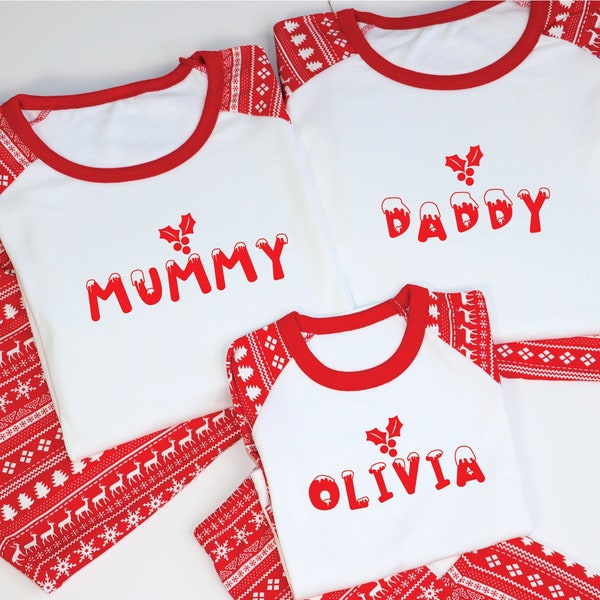 Personalised Family Christmas Pyjamas, Matching Family Christmas Pajamas, Christmas Eve Baby Pyjamas, First Family Christmas PJs, Xmas PJs