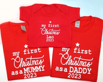 Our First Family Christmas T-shirts, Daddy first Christmas Gift, My First Christmas As Daddy,My 1st Christmas as Mummy, Baby's 1st Christmas