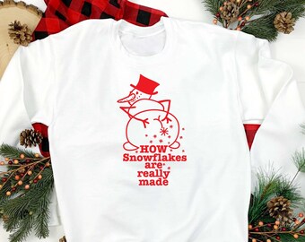 Hoe sneeuwvlokken echt worden gemaakt Grappige kersttrui, kersttruien voor volwassenen, lelijke kersttrui voor dames, heren kersttrui