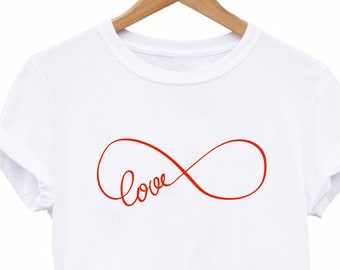 Custom Minimalist Love Infinity Graphic Women's Shirt Made of 100% Cotton, Summer Shirt For Women, Birthday Gift for Her, Love T-shirt