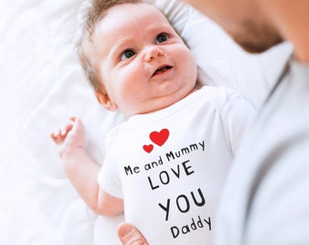 Father's Day Gift From Wife and Baby, Me and Mummy Love You Daddy Baby grow Vest, 1st Birthday as Daddy, Gift From Baby, Unique Gift For Dad