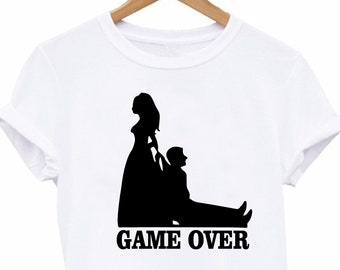 Game Over T Shirt Funny Gift For Groom To be Stag Party Shirt, Funny Birthday Gift For Fiance Husband To Be, Stag Do Groom Shirt Gift