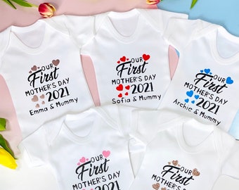 Our 1st Mother's Day Onesie Baby Outfit | Personalised Gift For Mummy From Hubby and Baby | Mothers Day Gift for New Mum Mother Mama Mom