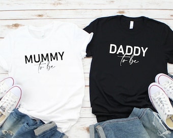 Annonce de grossesse, maman à être T-shirt, papa à être T-shirt, correspondant maman papa à être chemises, chemise d'annonce de bébé, chemises de douche de bébé