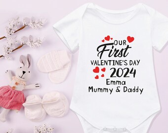 Our First Valentine's Day Baby Vest, Personalised Valentines Day Gift For Baby Mummy Daddy, Baby's First Valentine,Me and Mummy On Valentine