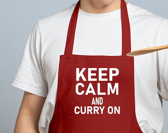 Keep Korma and Curry On Cooking Unisex Apron Gift, Curry Lover Gift, Apron Gift for Curry Chef Gift Baking Apron Curry Chef