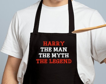 Personalised Men's Apron, The Man The Myth The Legend Apron, Christmas Gift For Him Husband Dad Son Grandpa, Father in law Gift, Xmas gift