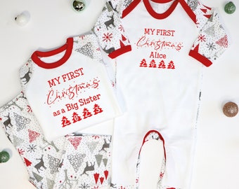 My First Christmas as a Big Sister Pyjamas, My First Christmas as a Big Brother, Santa Promoted me to Big Sister, Siblings Christmas Pajamas