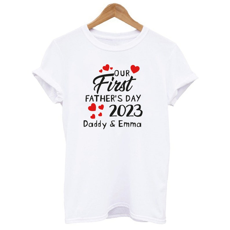 Personalised Our First Father's Day 2023 Daddy and Baby Matching T-shirt Baby Vest Set, 1st Father's Day Matching Outfit, 1st Time Dad Gift
