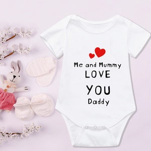 Me and Mummy Love You Daddy Babygrow Vest, Unique Birthday Gift for New Daddy, 1st Birthday as Daddy Gift, Fathers day bodysuit baby outfit