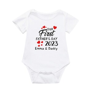 Personalised Our First Father's Day 2023 Daddy and Baby Matching T-shirt Baby Vest Set, 1st Father's Day Matching Outfit, 1st Time Dad Gift