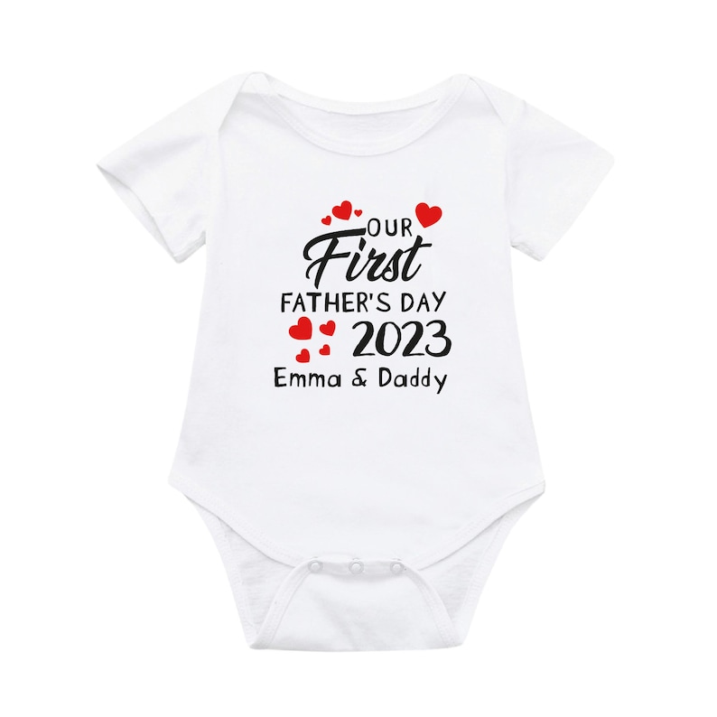Personalised Our First Father's Day 2023 Daddy and Baby Matching T-shirt Baby Vest Set, 1st Father's Day Matching Outfit, 1st Time Dad Gift
