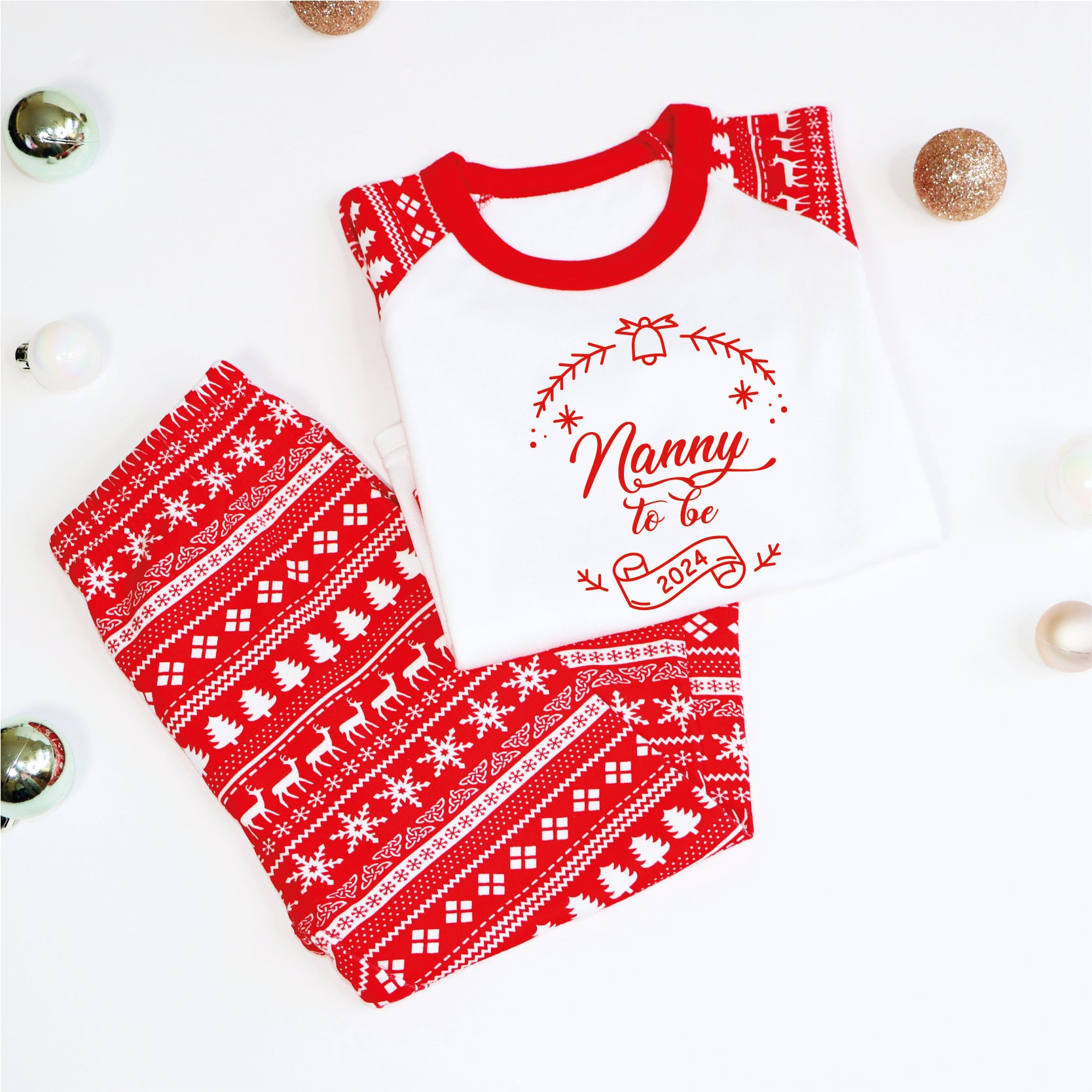 Mummy and Daddy To Be Red Christmas Pyjamas New mum Christmas gift New dad to be Christmas gift Nanny to be Pyjama Daddy To Be Xmas Gift