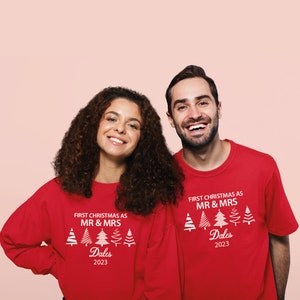 First Christmas as Mr and Mrs, Mr and Mrs Christmas jumpers, Personalised Our First Christmas Matching Sweatshirts, Couple Christmas Jumpers