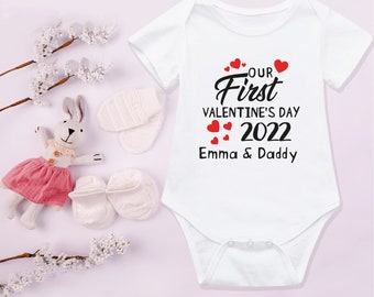Our First Valentine's Day Baby Vest | Personalised Valentine's Day Gift For Baby & Husband| Me and Daddy Valentine's Gift For New Daddy