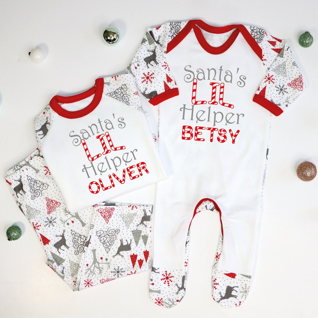 Santa's Lil Helper Christmas Pyjamas, Christmas Pjs Kids, Kids