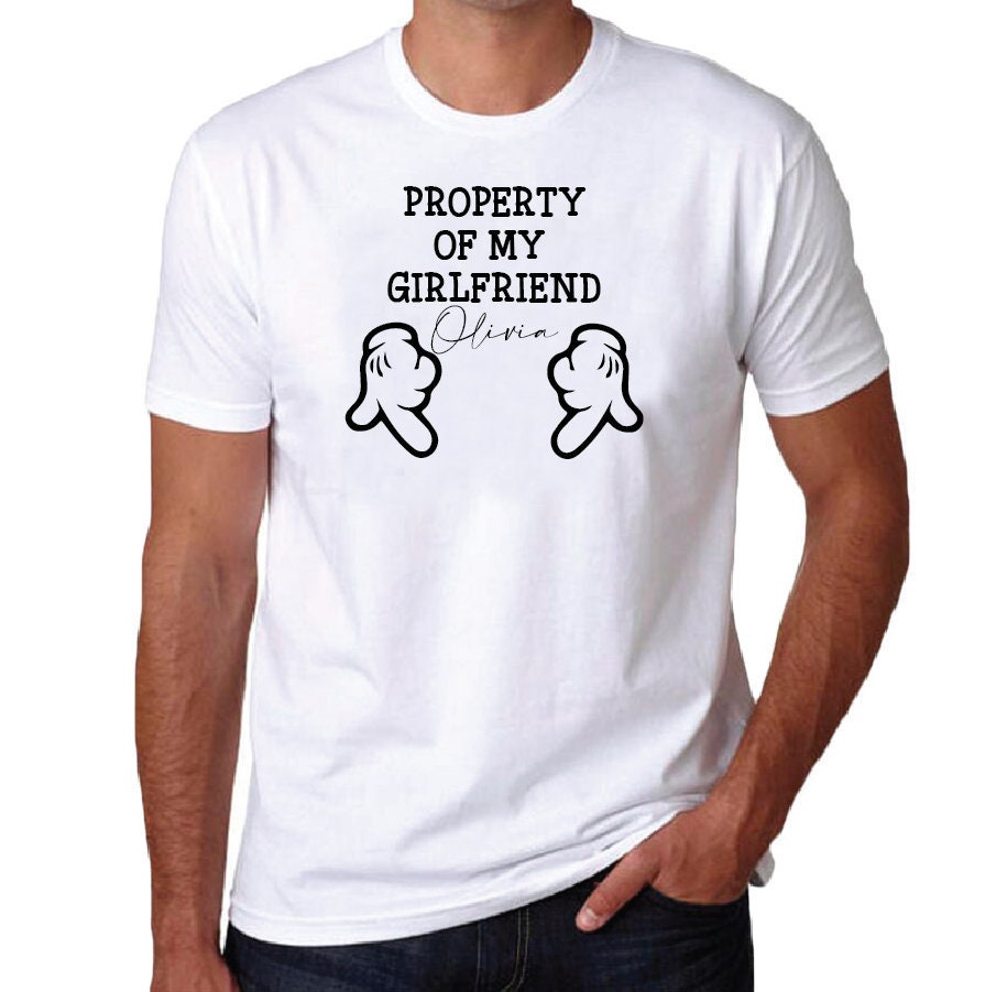 Image of Personalised Boyfriend T-Shirt | Funny Birthday Gift For Stocking Stuffers For Boyfriend| Christmas Him Property Of