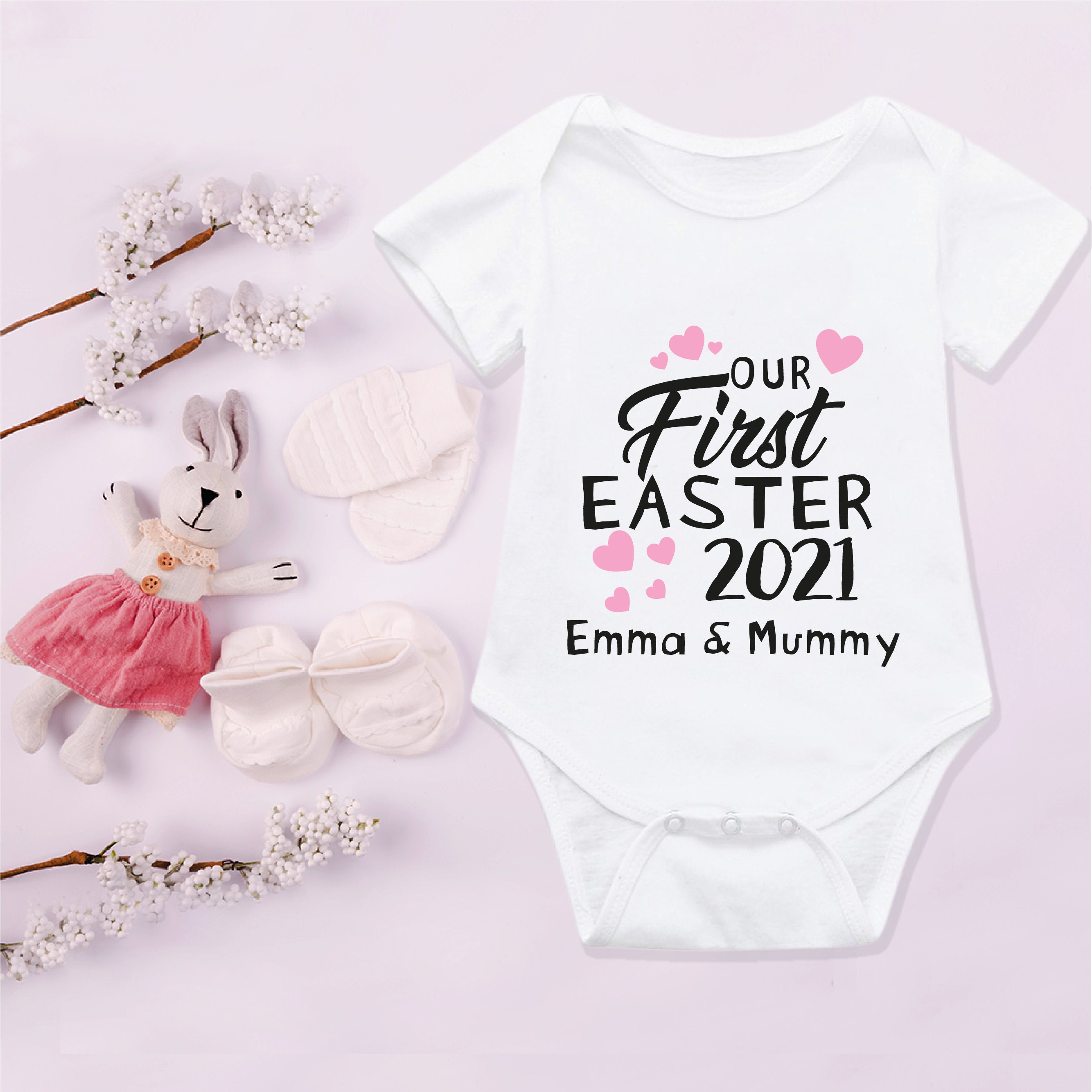 Personalised My First Easter With Mummy Daddy Baby Bodysuit Vest