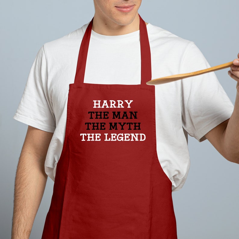 Personalised Men's Apron, The Man The Myth The Legend Apron, Christmas Gift For Him Husband Dad Son Grandpa, Father in law Gift, Xmas gift image 2