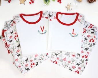 Personalised Matching Christmas Pyjamas for Boyfriend and Girlfriend, His and Hers Pajamas, Couple Christmas Pyjamas, Couple Matching Pyjama