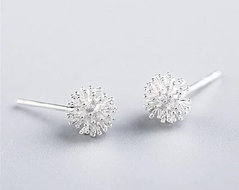 Boucles d'oreilles de pissenlit en argent sterling, cadeau d'anniversaire pour femme, cadeau de Noël pour elle, cadeau de bijoux de pissenlit pour maman femme amie fille