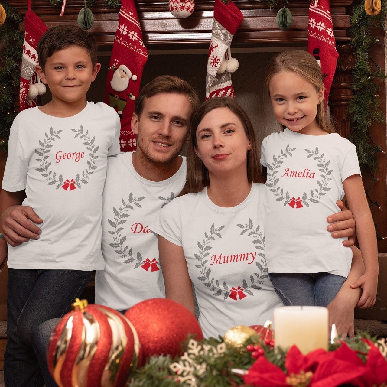 Personalised Christmas T Shirts, Matching Family Christmas Shirts