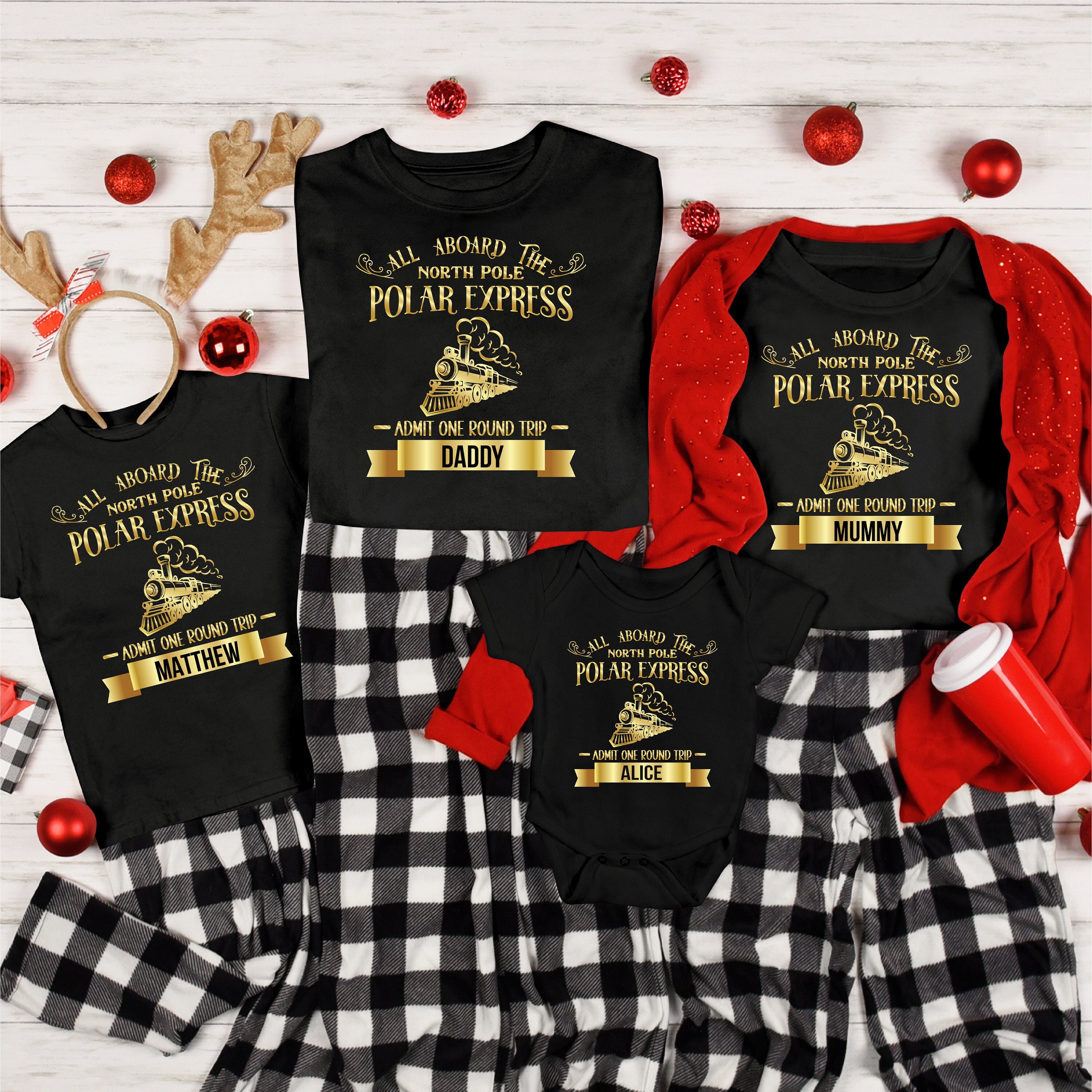 Polar Express Matching Family Christmas Tshirts, Personalised All ...
