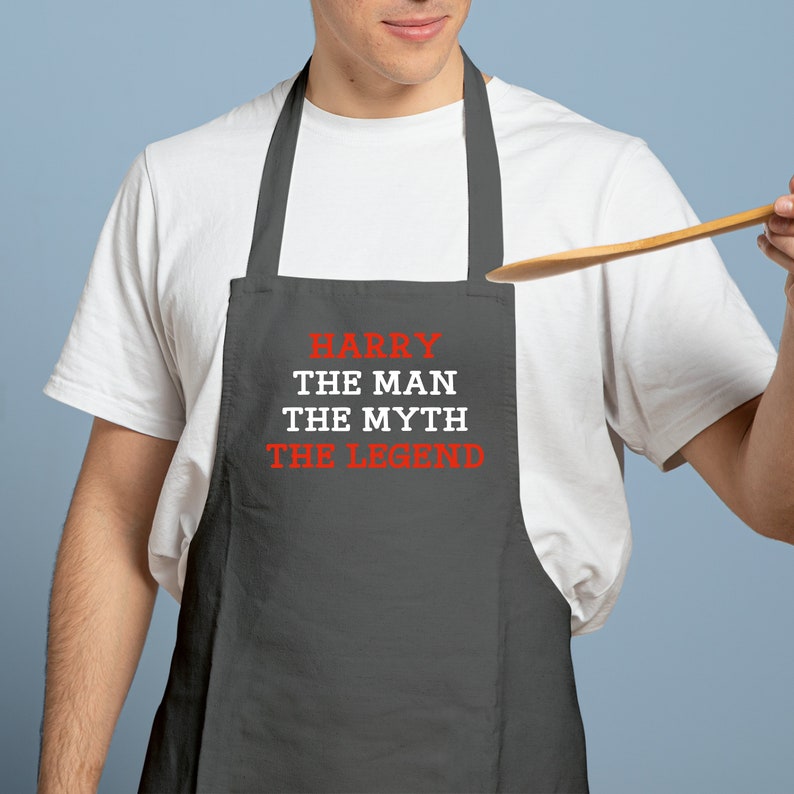 Personalised Men's Apron, The Man The Myth The Legend Apron, Christmas Gift For Him Husband Dad Son Grandpa, Father in law Gift, Xmas gift image 3
