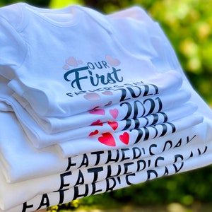 Personalised Our First Father's Day 2023 Daddy and Baby Matching T-shirt Baby Vest Set, 1st Father's Day Matching Outfit, 1st Time Dad Gift