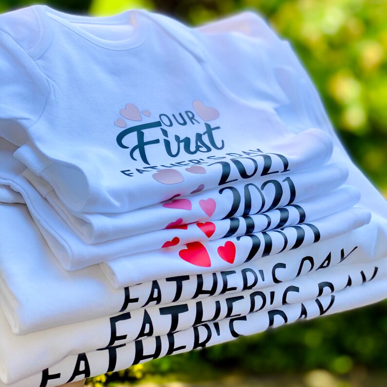 Personalised Our First Father's Day 2023 Daddy and Baby Matching T-shirt Baby Vest Set, 1st Father's Day Matching Outfit, 1st Time Dad Gift