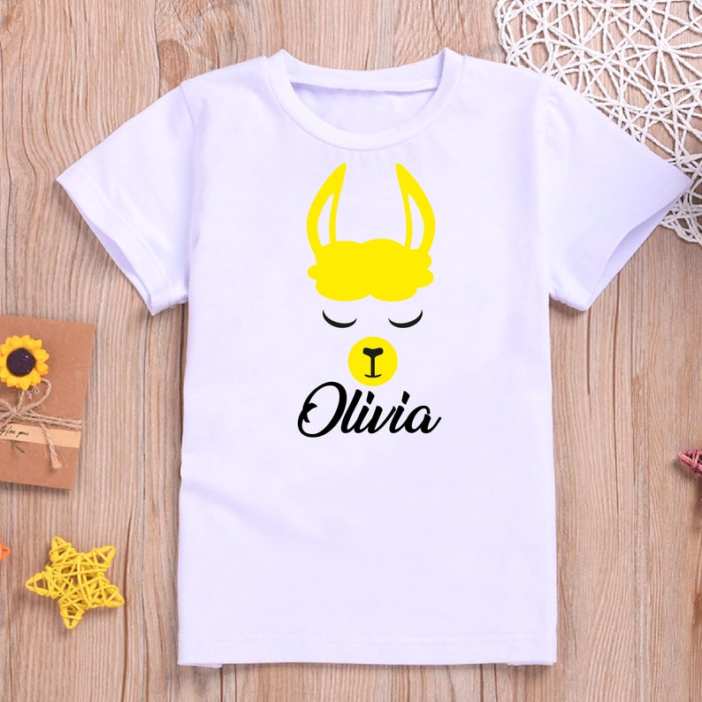 Personalised Birthday Gift for Toddlers and Babies Personalised Llama T-shirt For Kids Easter Gift For Children Name Animal Design Tee