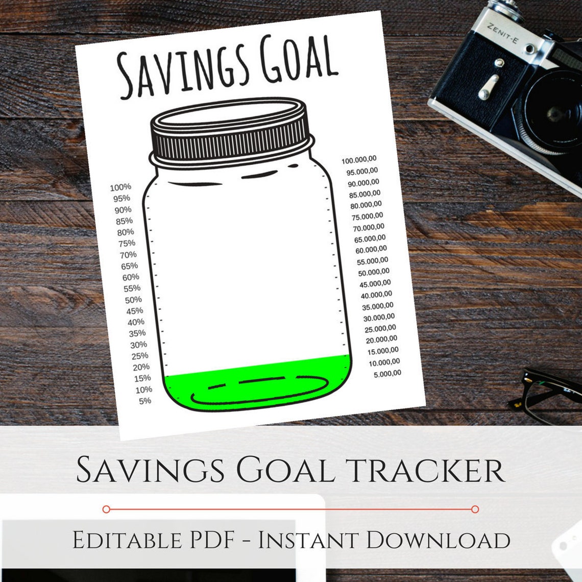 Saving Tracker Mason Jar Editable PDF | Etsy