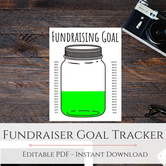 Fundraiser Goal Tracker Editable PDF | Etsy