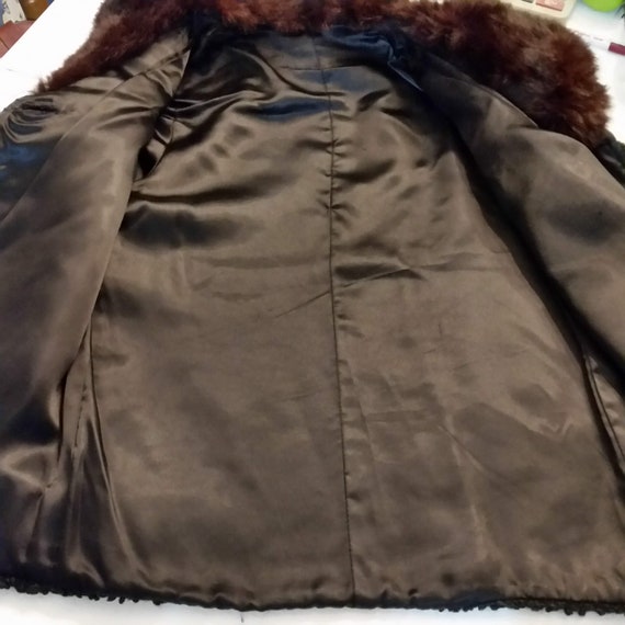 Vintage Black Boucle Box Coat with Mink Collar estimated size Small 36 bust