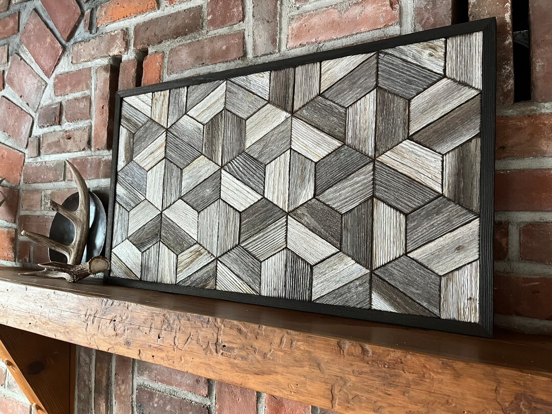 ALL NEW Reclaimed Wood Wall Art Rustic Geometric Wood Etsy