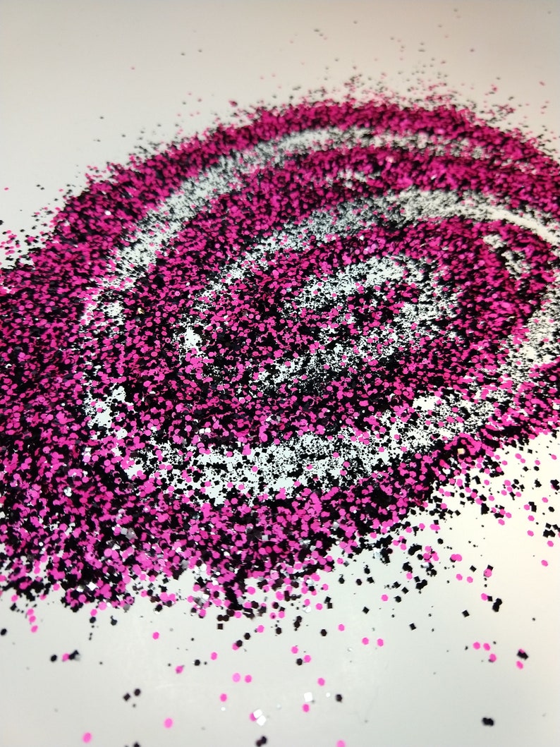 80 S Bash Hot Pink And Black Matte Glitter Mix For Etsy