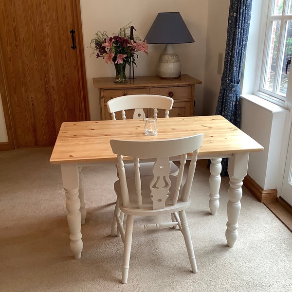 Refdurbished Farmhouse Table and Two Chairs