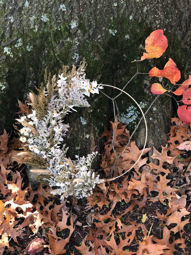 Fall Dried Grass Wreath, Year Round Neutral Boho dried flower wreath, Dried Foliage Wreath, Natural wreath, Cottage Core Decor image 3