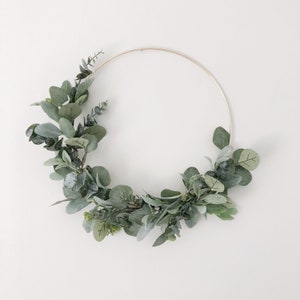 Year Round Wreath, Soft sage green hoop wreath, Eucalyptus and Lambs Ear modern wreath, Everyday simple wreath, Neutral Nursery Decor