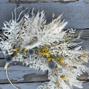 Dried Spring Yellow Blue minimalist Boho dried flower wreath, Dried Foliage Wreath, Neutral everlasting wreath, Dried flower arrangement image 7