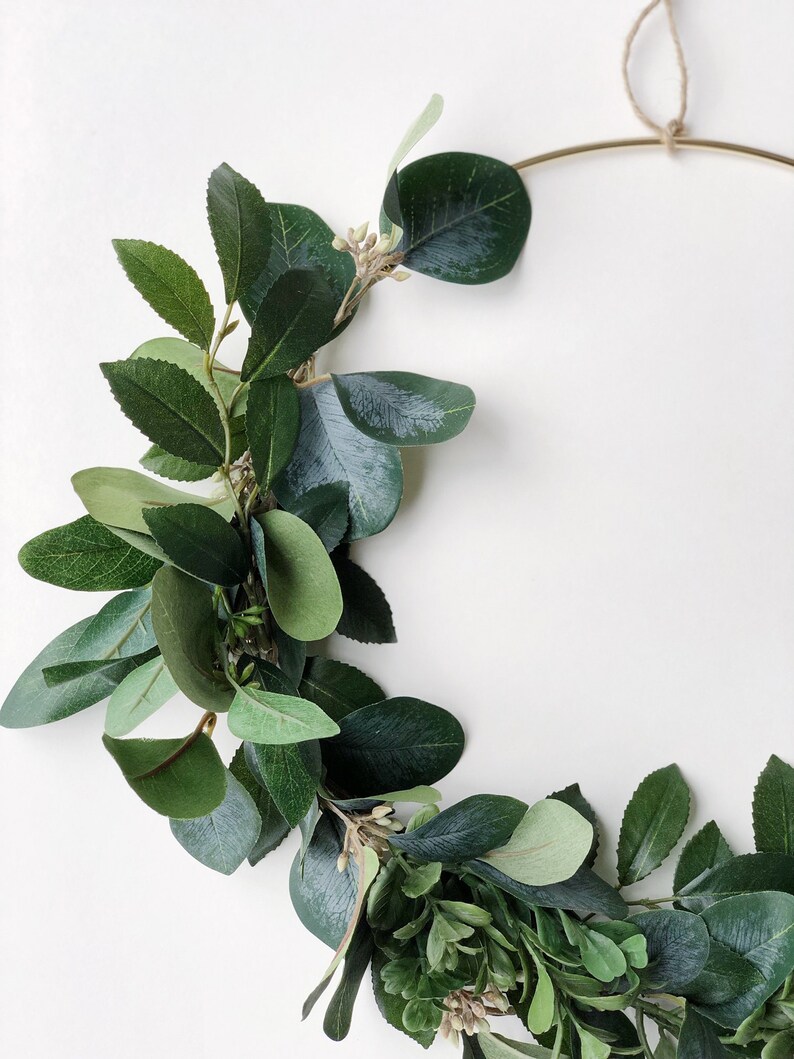 Greenery Hoop Wreath Eucalyptus Wreath Minimalist Wreath Etsy