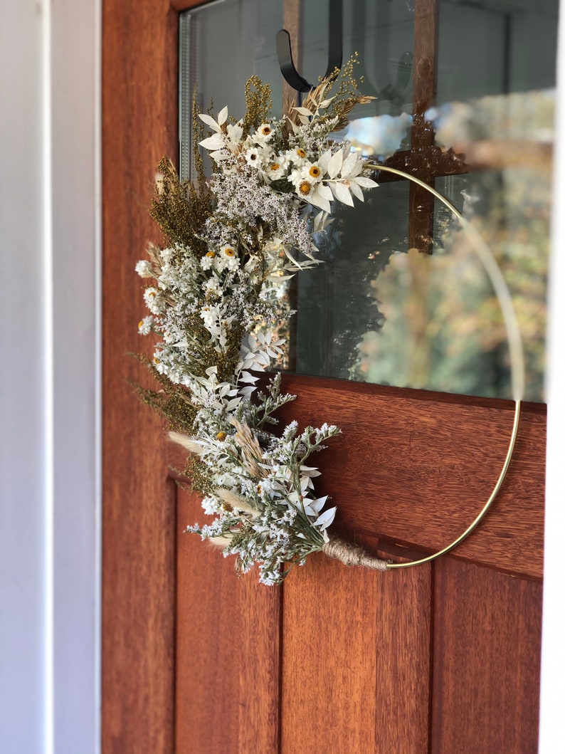 Fall Dried Grass Wreath, Year Round Neutral Boho dried flower wreath, Dried Foliage Wreath, Natural wreath, Cottage Core Decor image 6