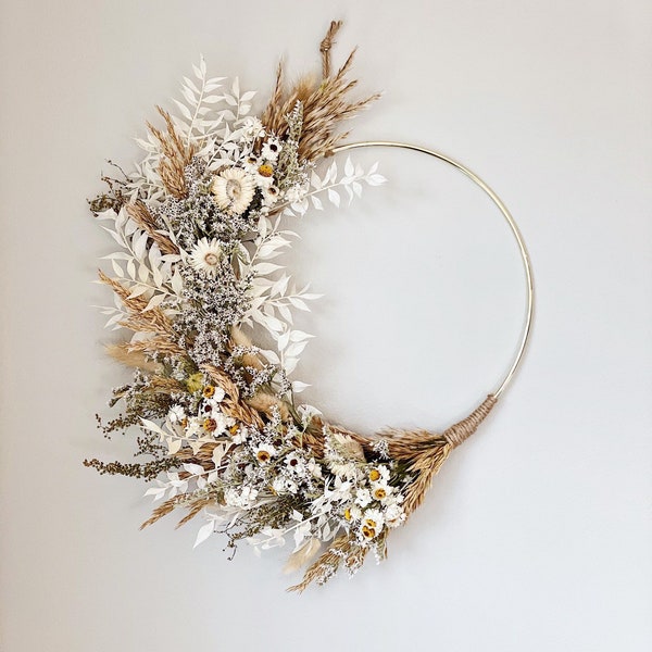 Neutral Dried Grass Wreath, Year Round Neutral Boho dried flower wreath, Dried Foliage Wreath, Natural wreath, Cottage Core Decor